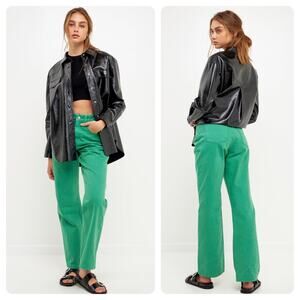 Grey Lab Los Angeles NWT Green Wide Jeans size XS